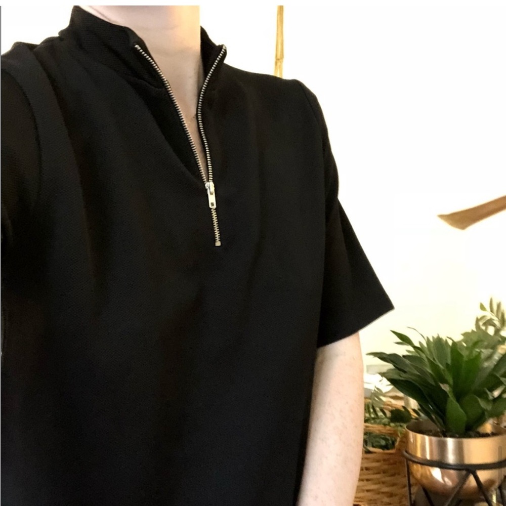 Black Half-Zip Short Sleeve Top